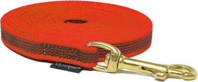 Produktbild von Mystique® Gummierte Schleppleine 15mm mit Handschlaufe Messing Karabiner rot 5m