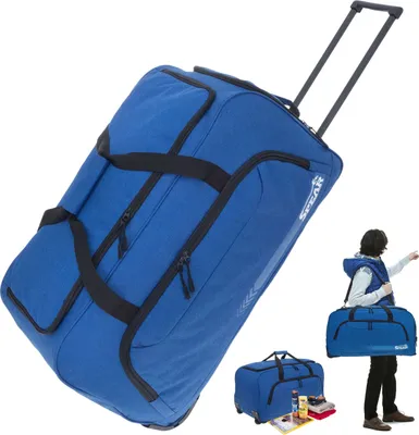 Produktbild von Trolley Reisetasche Herren Damen XXL Koffer Rolltasche 85 Liter Reiserolltasche Tasche Koffer mit Schultergurt groß Spear 910 Royal Blau + Koffergurt