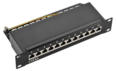 Immagine prodotto di LogiLink NP0052B Pannello patch 10" Cat. 6A 12 porte nero 1U