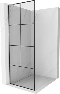 Produktbild von Mexen Kioto L Duschwand Walk-in 90 x 200 cm, schwarzes Muster, gebürstetes Nickel - 800-090-103-97-77