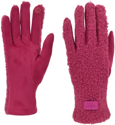 Produktbild von styleBREAKER Damen Touchscreen Handschuhe mit Teddyplüsch | Weiche warme Winter Fingerhandschuhe | Kuscheliger Smartphone Handschuh in vielen Farben