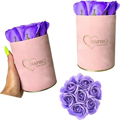 Produktbild von Flowerbox Inspiruj - Rosa Box mit Seifenrosen - Nr. 5 Lila
