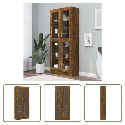 Zdjęcie produktu dla The Living Store Gablota z wędzonego dębu 82,5x30,5x185,5 cm Materiał drewnopochodny