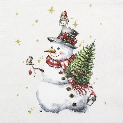 Produktbild von 20 Servietten Cute Snowman - Schneemann und Freunde 33x33cm