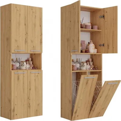 Produktbild von BDW Badezimmerschrank, 2 Wäschekorb, 2 Türen 174x60x30, Artisan-Eiche