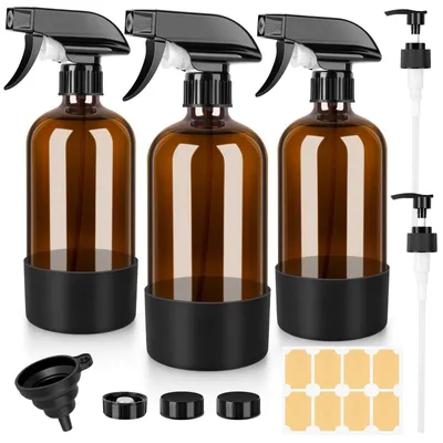 Produktbild von Set von 3 Amber Glas Sprayflaschen (500ml) mit Verstellbarem Sprühkopf