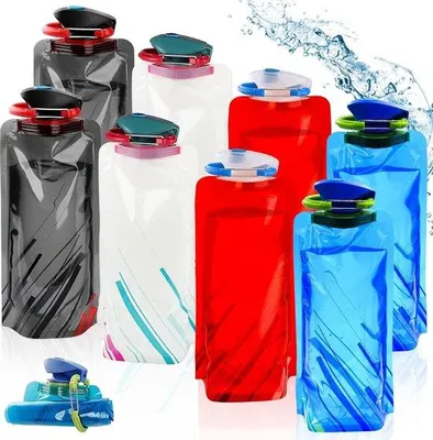 Immagine prodotto di Borraccia da 700 ml, borraccia da viaggio, unisex, bottiglia in plastica rossa e blu