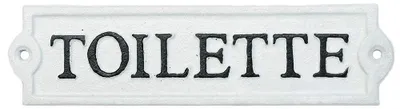Gusseisernes Toilettenschild, 20x6 cm, weiß-schwarz, 1 Stück