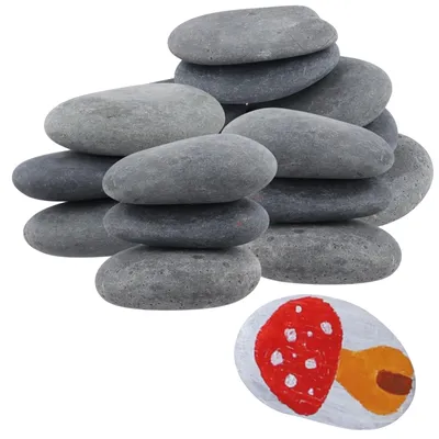 20 natürliche Flusssteine zum Bemalen, 5-8 cm, grau