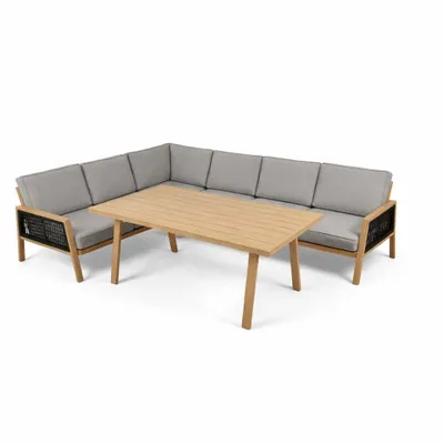 Produktbild von greemotion Gartenlounge-Set Monaco Lounge-Set Grau-Holz / Beige inkl. Auflagen & Tisch