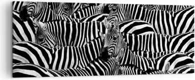Produktbild von Bild auf Leinwand - Leinwandbild - Tiere Zebra Streifen - 140x50cm - Wand Bild - Wanddeko - Leinwanddruck - Bilder - Kunstdruck - Wanddekoration - Leinwand bilder - Wandkunst - AB140x50-0340