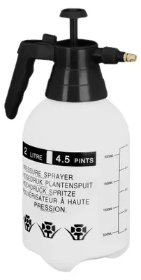 Productafbeelding van Relaxdays Druksprayflacon, 2 liter, verstelbare messingspuit, geschikt voor water en onkruidbestrijding, spuitfles voor de tuin, wit/zwart