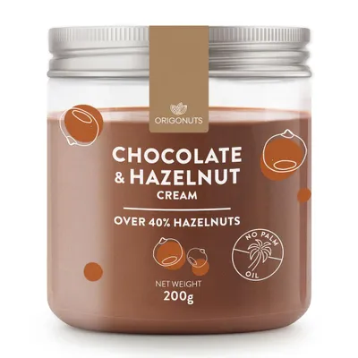 Produktbild von ORIGONUTS, Haselnuss Creme Nuss Kakao, Aufstrich Schokoladenaufstrich, 200 g