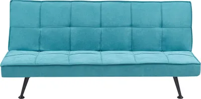 Zdjęcie produktu dla BELIANI Sofa rozkładana niebieska morska 3-osobowa kanapa z funkcją spania pikowana metalowe nogi nowoczesna