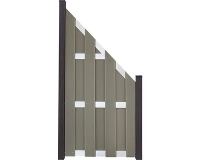 Produktbild von Zaun Abschlusselement GroJa Merano vormontiert ohne Pfosten 84,30 x 180/90 cm grau