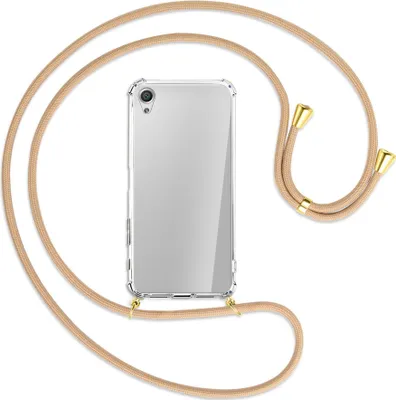 Produktbild von Handykette Backcover-Schutzhülle mit Band (Metall goldfarben) für Sony Xperia X Performance - beige