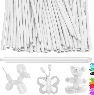 Produktbild von Modellierballons 100 Stück, Weiße Latex, Für Tiermodellierung, Für Feste und Geburtstage