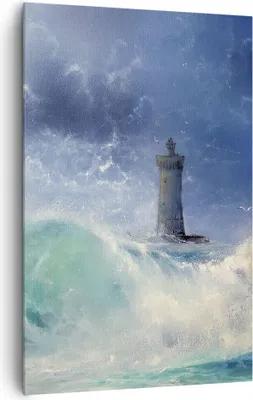 Produktbild von Bild auf Leinwand - Leinwandbild - Einteilig - Leuchtturm Meer - 80x120cm - Wand Bild - Wanddeko - Wandbilder - Leinwanddruck - Kunstdruck - Wanddekoration - Leinwand bilder - Wandbild - PA80x120-3576