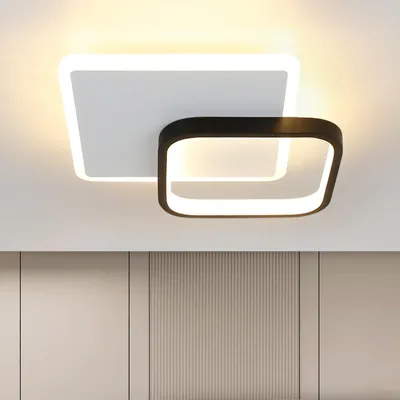 Produktbild von ZMH LED Deckenleuchte Wohnzimmer 3000K Warmweiß Deckenlampe 15W Acryl Deckenbeleuchtung Modern Schwarz für Schlafzimmer Esszimmer Küche Flur