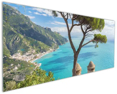 Produktbild von Wallario Küchenrückwand aus Glas, Größe: 125 x 50 cm, Motiv: Italienische Küste | Spritzschutz | abwischbar | pflegeleicht | in