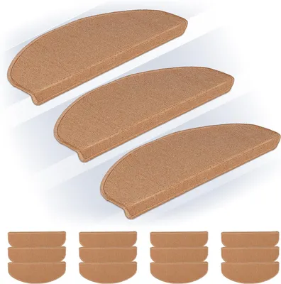 Zdjęcie produktu dla Samoprzylepne maty antypoślizgowe - zestaw 15 sztuk - maty antypoślizgowe na schody - 65 x 24 cm - nakładki antypoślizgowe na stopnie schodów - kolor beżowy