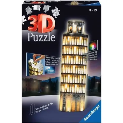 Immagine prodotto di Illuminated Leaning Tower of Pisa 3D Puzzle - Ravensburger - 216 pieces - glue-free - with color LEDs - Ages 8 and up