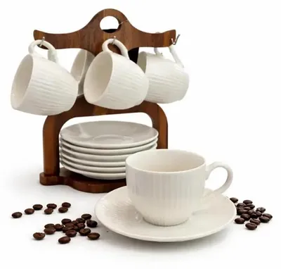 Produktbild von Bavary Geschirr - Kaffeetassen-Set - 12-teilig - Keramik - Weiß
