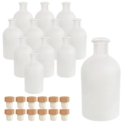 Produktbild von Set mit 12 matt glänzenden Apothekerflaschen mit Korkverschluss