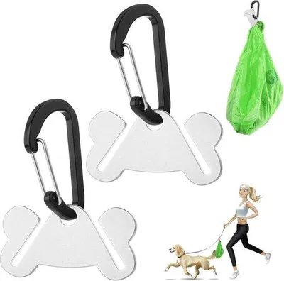 Produktbild von Famanu Halter für Hundekotbeutel - handsfree - Set von 2 - Befestigung an der Hundeleine - langlebiges Kunststoff - inklusive Nachfüllbeutel