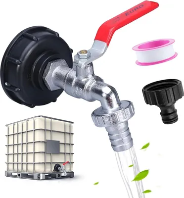 Produktbild von IBC Auslaufhahn 1000L Wassertank Zubehör IBC Tank Adapter mit 3/4 Zoll Anschluss IBC Adapter For S60x6 Wassertank IBC Container Wasserhahn Schlauchanschluss Ersatz Für IBC Regenwassertanks