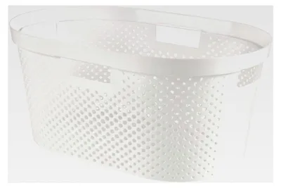 Produktbild von Wäschekorb Infinity mit Punktmuster 39 l, weiß, Kunststoff, 35 x 25 x 10 cm