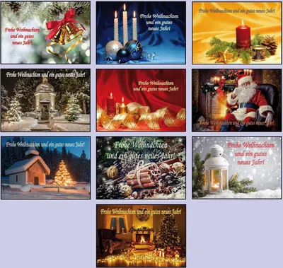 Produktbild von Weihnachtskarten mit Umschlag 10 Stück, Grußkarten Doppelkarten Klappkarten Karten, 10-1, nicht einzeln foliert