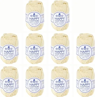 Zdjęcie produktu dla 10 motków DMC Happy Bawełna – miękka przędza ze 100% bawełny, nr 392 (kolor 770)