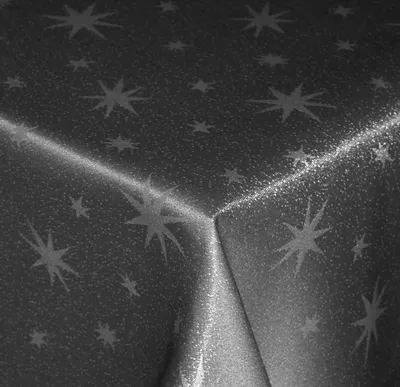 Produktbild von Tischdecke 160 cm rund grau Polyester Sterne Weihnachten Tischwäsche glänzend weihnachtlich