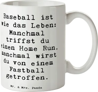 Produktbild von Mr. & Mrs. Panda Tasse Spruch Baseball Leben - Weiß - Geschenk, Sportler, Kaffeebecher, Teamsport, Teetasse, Becher, Stadion, Ball, cappuccinotasse, Kaffeetasse, Sport
