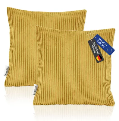 Produktbild von Lycce 2er Set Kissenbezug aus trendigem Cordstoff (40 x 40 cm) - ideal für kuschelige Sofakissen oder Dekokissen, verschiedene Farben -  EU, Farbe:powder rosa