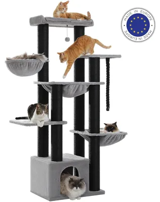 Produktbild von Katzenbaum – für große Wohnungskatzen – Kratzbaum – Hohes Katzenmöbel – mit Sisal-Kratzflächen – Katzenhaus mit Hängematte