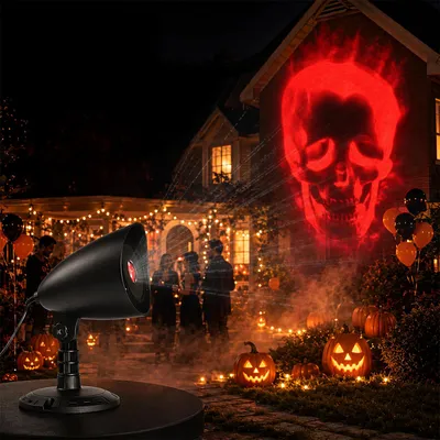 Halloween-Projektor 3D Totenkopf rot IP44 wasserdicht