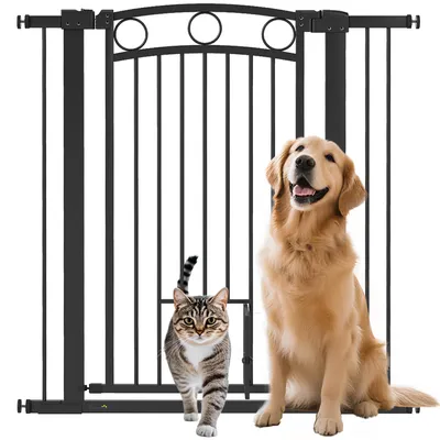 Image de Barrière de sécurité pour chien PawHut, 76-104 cm, barrière de sécurité sans perçage, barrière d'escalier