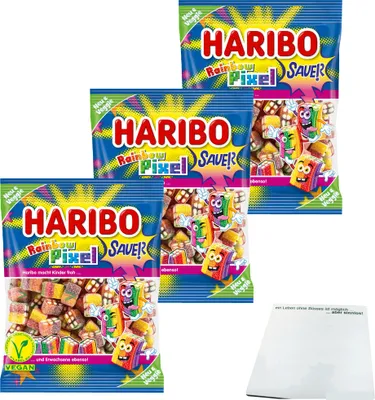 Produktbild von Haribo Rainbow Pixel Sauer 3er Pack (3x160g Packung) + usy Block