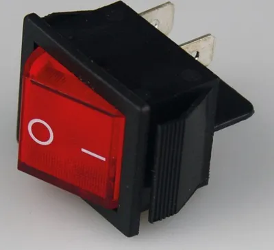 Produktbild von Wippenschalter 2-polig, EIN/AUS, Snap-In 250V/15A, 6,3mm Flachstecker, beleuchtet