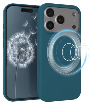 Produktbild von EAZY CASE Silikon MagSafe Handyhülle kompatibel mit Apple iPhone 17 Pro Hülle mit Kameraschutz, Silikonhülle, Schutzhülle Blau