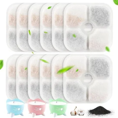 Image de Filtres à cartouche pour chats - 12 filtres de rechange pour purificateurs d'eau - Compatibles avec Pixi - Pour les fontaines à eau de 2,5 L et les chiens