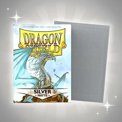 Produktbild von Dragon Shield Kartenhüllen – Silber, Matt, Standardgröße, 100 Stück pro Packung + Heartforcards® Versandschutz