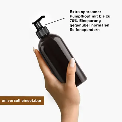 Produktbild von Oputec 3 x 500ml Seifenspender aus Kunststoff schwarz : Shampoo-Flaschen zum Befüllen, als Duschgel-Spender, Pumpspender - Küche Badezimmer