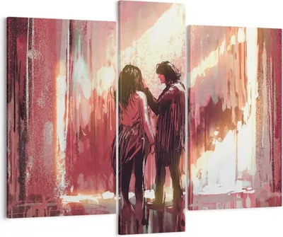 Produktbild von Bild auf Leinwand - Leinwandbild - Paar künstlerisch illustration liebhaber - 95x80cm - Wand Bild - Wanddeko - Leinwanddruck - Bilder - Kunstdruck - Leinwand bilder - Wandkunst - CB95x80-3198