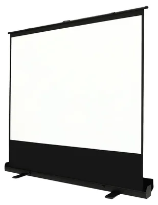 Obrázok produktu pre Premietacie plátno – prenosné podlahové plátno typu „pull-up“ 203 cm, pomer strán 4:3 – samonosné – domáce kino – tkanina zo sklenených vlákien – čierne