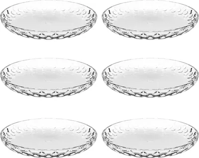 Produktbild von Leonardo Cucina Optic Teller 6er Set, mikrowellen- & spühlmaschinengeeignete tiefe Schale mit runden Akzenten, Klarglas, ∅ 18 cm, 066339