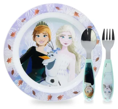 3-teiliges Kinderservice Frozen Elsa, BPA-frei, 18 cm