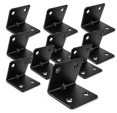 Produktbild von HOOZ Winkelverbinder Set stabiler Montagewinkel – inkl. Lochbohrungen – Stahl pulverbeschichtet, Balkenwinkel 30mm –  Innen & Außen 10 Stk Schwarz